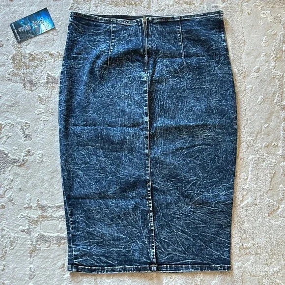 Judy Blue Vintage High Waist Dark Blue Acid Wash Pencil Skirt NWT - Size 3XL - Picture 6 of 9